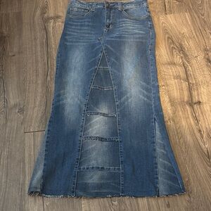 Carbon Blue Denim Maxi Skirt